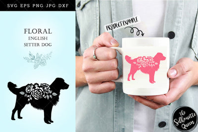 Floral English Setter Dog svg file for cricut, for silhouette, cut eps, cutting png, cuttable dxf, Instant Download design SVG Loveleen Kaur 
