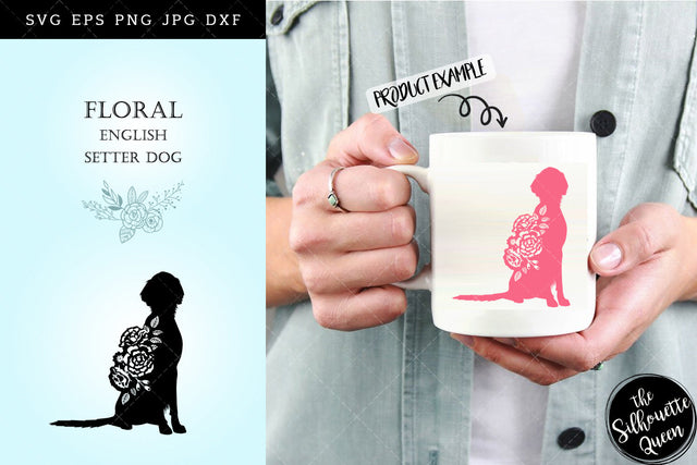 Floral English Setter Dog svg file for cricut, for silhouette, cut eps, cutting png, cuttable dxf, Instant Download design SVG Loveleen Kaur 