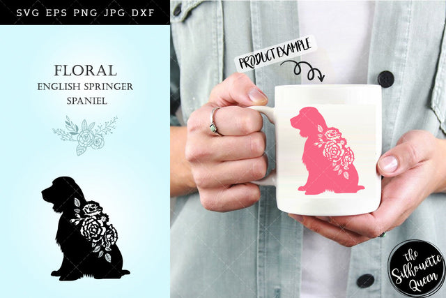 Floral English Springer Spaniel Dog svg file for cricut, for silhouette, cut eps, cutting png, cuttable dxf, Instant Download design SVG Loveleen Kaur 