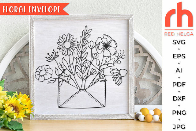 Floral Envelope SVG - Flower Letter Cut File SVG RedHelgaArt 