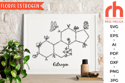 Floral Estrogen SVG - Flower Molecule Cut File SVG RedHelgaArt 