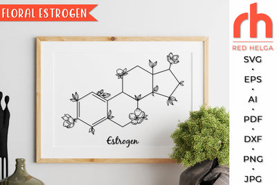 Floral Estrogen SVG - Flower Molecule Cut File SVG RedHelgaArt 
