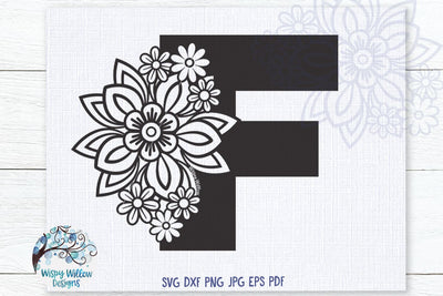 Floral F SVG SVG Wispy Willow Designs 