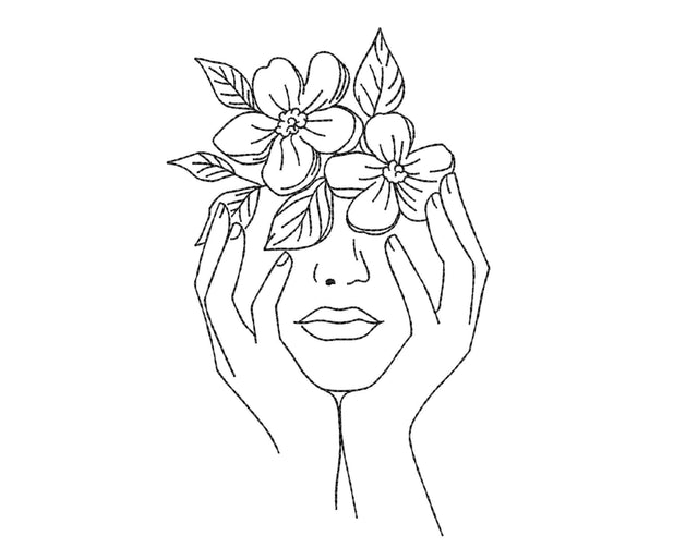 Floral Face Embroidery Design, Women Embroidery File, 6 sizes Embroidery/Applique DESIGNS Nino Nadaraia 