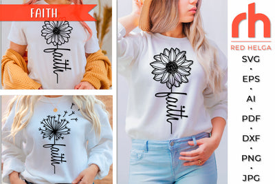 Floral Faith SVG Bundle - Flower Cross Cut File SVG RedHelgaArt 