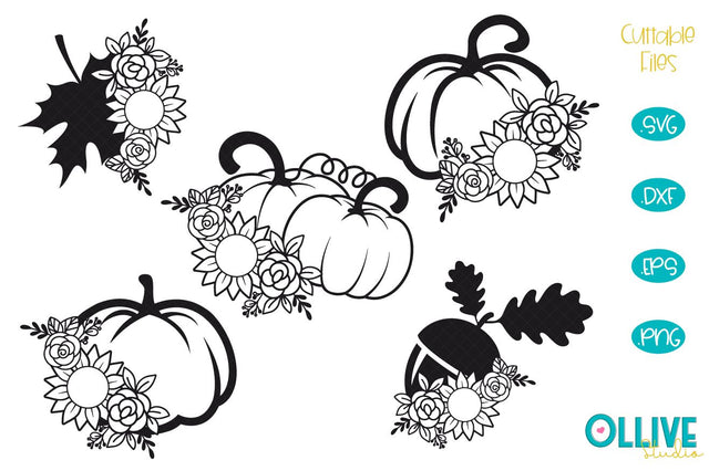 Floral Fall Bundle SVG Floral Pumpkin SVG SVG Ollive Studio 