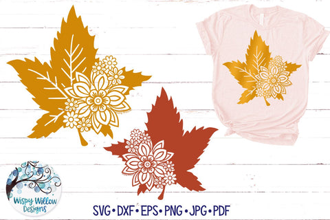 Floral Fall Leaves SVG SVG Wispy Willow Designs 