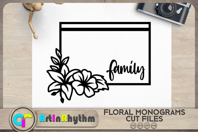 Floral family split monogram SVG SVG Artinrhythm shop 