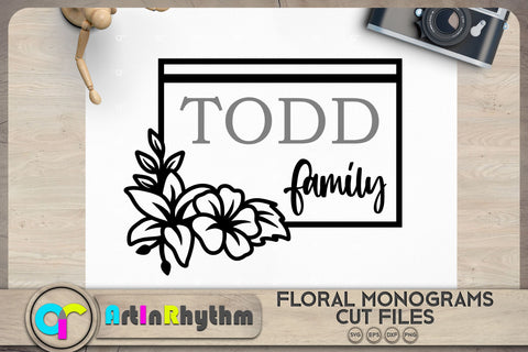 Floral family split monogram SVG SVG Artinrhythm shop 