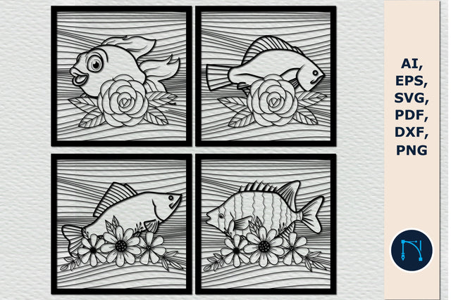 floral fish wave wall decor SVG bundle SVG MD JOYNAL ABDIN 