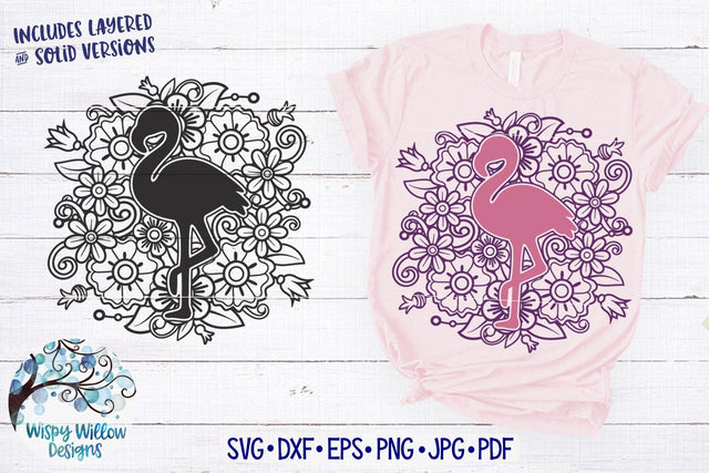 Floral Flamingo Mandala SVG SVG Wispy Willow Designs 
