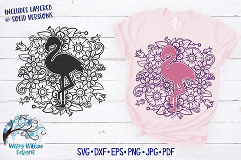 Floral Flamingo Mandala SVG SVG Wispy Willow Designs 