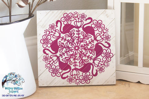 Floral Flamingo Mandala SVG SVG Wispy Willow Designs 