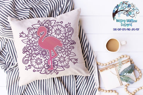 Floral Flamingo Mandala SVG SVG Wispy Willow Designs 