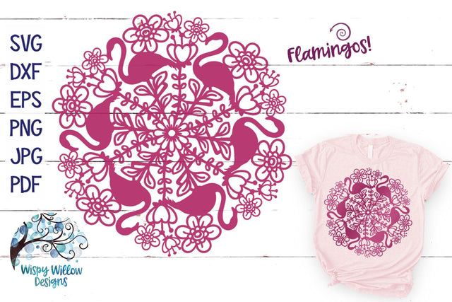 Floral Flamingo Mandala SVG SVG Wispy Willow Designs 