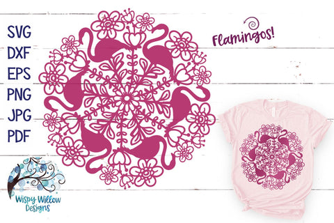 Floral Flamingo Mandala SVG SVG Wispy Willow Designs 