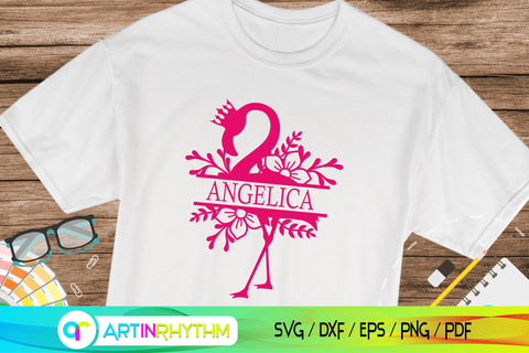 Floral Flamingo split monogram svg SVG Artinrhythm shop 