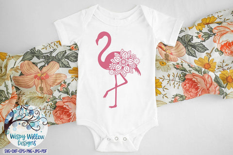 Floral Flamingo SVG Cut File SVG Wispy Willow Designs 