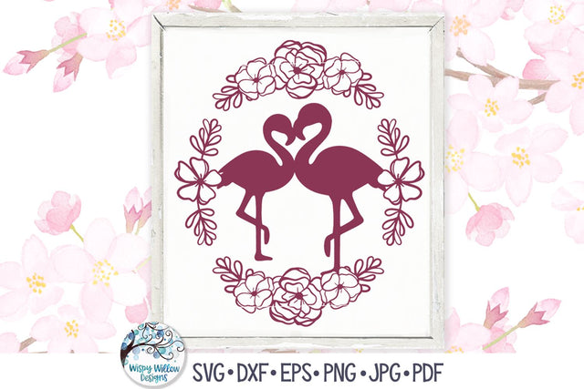 Floral Flamingos SVG SVG Wispy Willow Designs 