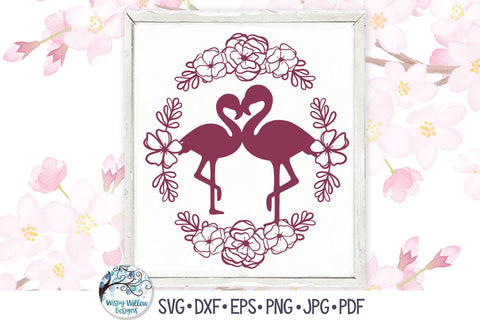 Floral Flamingos SVG SVG Wispy Willow Designs 