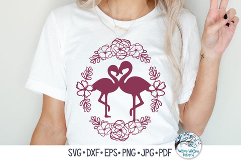 Floral Flamingos SVG SVG Wispy Willow Designs 