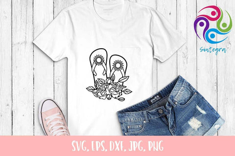 Floral Flip Flops SVG Cut File SVG Sintegra 