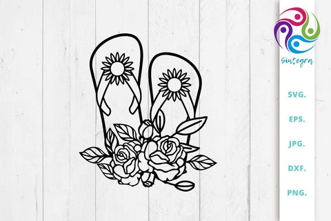 Floral Flip Flops SVG Cut File SVG Sintegra 