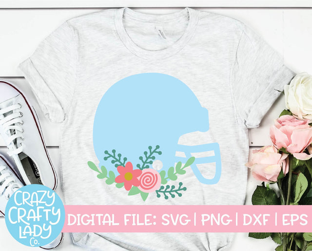 Floral Football Helmet | Sports SVG Cut File SVG Crazy Crafty Lady Co. 