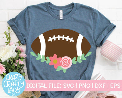 Floral Football | Sports SVG Cut File SVG Crazy Crafty Lady Co. 