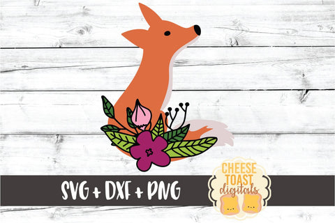 Floral Fox - Animal SVG PNG DXF Cut Files SVG Cheese Toast Digitals 