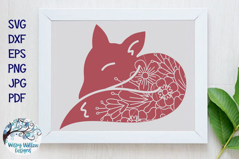 Floral Fox SVG Cut File | Fox with Flowers SVG SVG Wispy Willow Designs 
