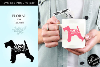 Floral Fox Terrier Dog svg file for cricut, for silhouette, cut eps, cutting png, cuttable dxf, Instant Download design SVG Loveleen Kaur 