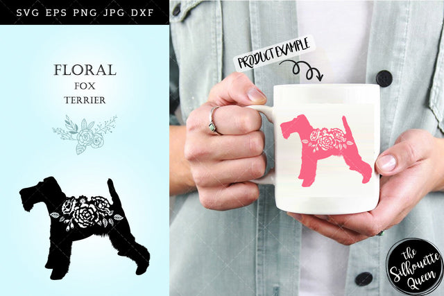 Floral Fox Terrier Dog svg file for cricut, for silhouette, cut eps, cutting png, cuttable dxf, Instant Download design SVG Loveleen Kaur 