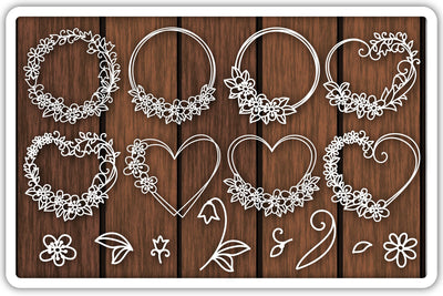 Floral Frame Cutting Templates, Flower Wreath, Heart SVG SVG Yuliya 