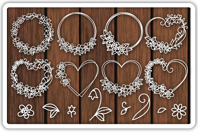 Floral Frame Cutting Templates, Flower Wreath, Heart SVG SVG Yuliya 