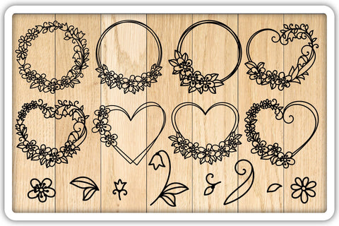 Floral Frame Cutting Templates, Flower Wreath, Heart SVG SVG Yuliya 