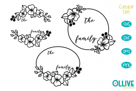 Floral Frame Family Name SVG Bundle SVG Ollive Studio 