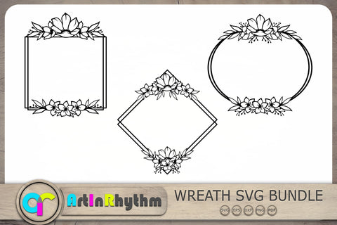 Floral Frame Svg Bundle, Wreath Frames Svg, Wreath Svg, Frames Svg SVG Artinrhythm shop 