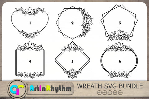 Floral Frame Svg Bundle, Wreath Frames Svg, Wreath Svg, Frames Svg SVG Artinrhythm shop 