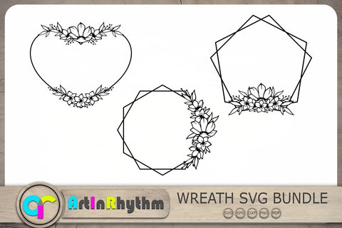 Floral Frame Svg Bundle, Wreath Frames Svg, Wreath Svg, Frames Svg SVG Artinrhythm shop 