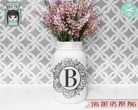 Floral Frame SVG, Floral Circle Frame cut File, Round Flower Frame svg, Floral Border svg, Wedding Sign svg, Flower Monogram frame svg, Round Shape frame svg SVG Wild Pilot 