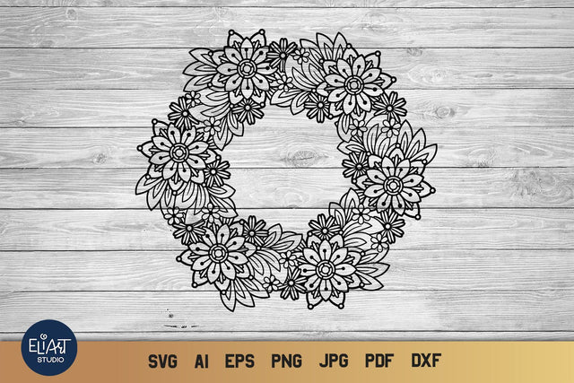 Floral Frame SVG, Flower Wreath SVG, Floral Mandala SVG. SVG Elinorka 