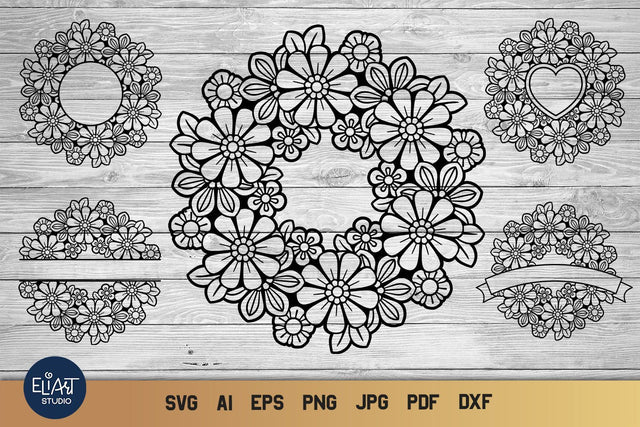 Floral Frame SVG, Mandala SVG, Circle Monogram SVG. SVG Elinorka 