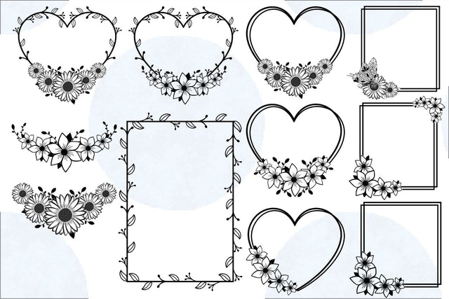 Floral Frames Monogram SVG Designs Bundle, Wedding Frame SVG Bundle, Heart Frame SVG D2PUTRI, SVG BUNDLE, SUBLIMATION BUNDLE, T SHIRT DESIGNS BUNDLE 
