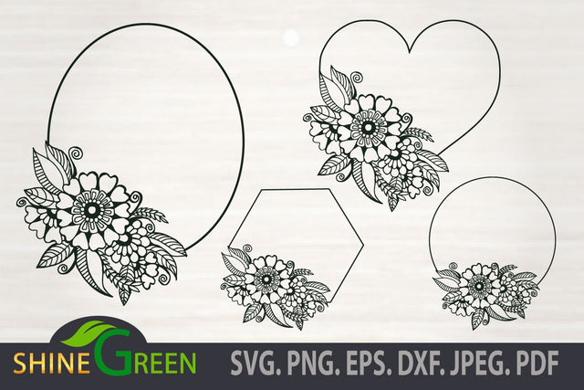 Floral Frames SVG Bundle for Wedding, Fall, Christmas Decoration SVG Shine Green Art 