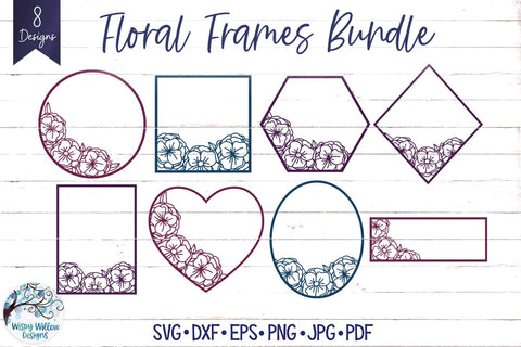 Floral Frames SVG Bundle SVG Wispy Willow Designs 