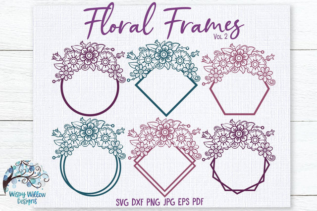 Floral Frames SVG Bundle Vol. 2 SVG Wispy Willow Designs 