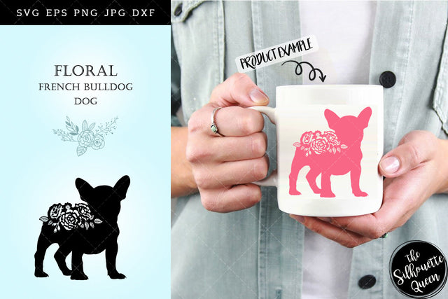 Floral French Bull Dog svg file for cricut, for silhouette, cut eps, cutting png, cuttable dxf, Instant Download design SVG Loveleen Kaur 