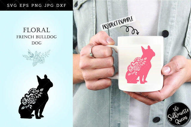 Floral French Bull Dog svg file for cricut, for silhouette, cut eps, cutting png, cuttable dxf, Instant Download design SVG Loveleen Kaur 