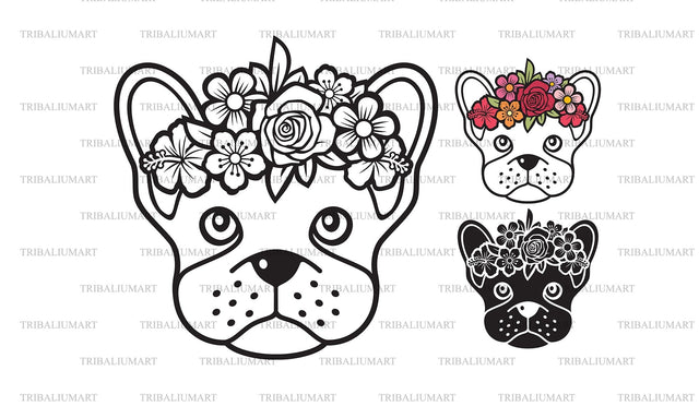 Floral French Bulldog SVG TribaliumArtSF 